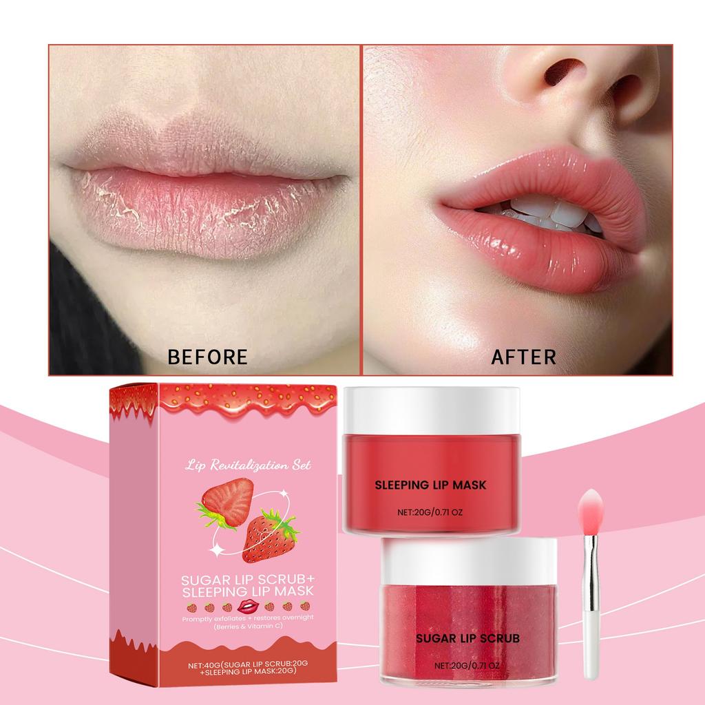 Набор для ухода за губами. Фруктовая скраб-маска для губ. Набор из двух предметов. Увлажняющий уход. Мягко удаляет омертвевшие клетки кожи на губах, восстанавливает гладкость и мягкость.