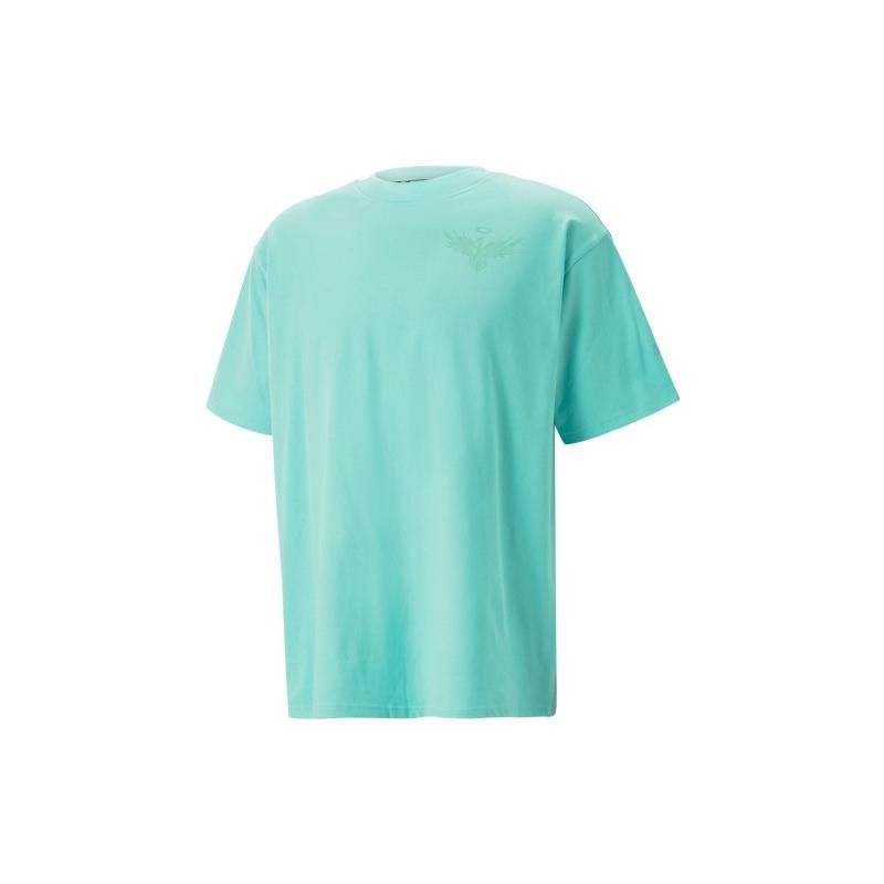 Puma Футболка X Melo Boxy Tee, однотонная, с круглым вырезом, повседневная, с коротким рукавом, мужские топы, светло-зеленый 621703-01