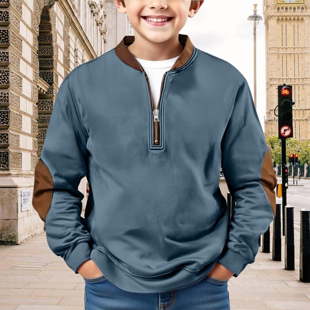 Детский свитшот для мальчиков, рубашки с длинным рукавом, однотонная повседневная рубашка-пуловер, одежда для улицы на осень для мальчика-подростка