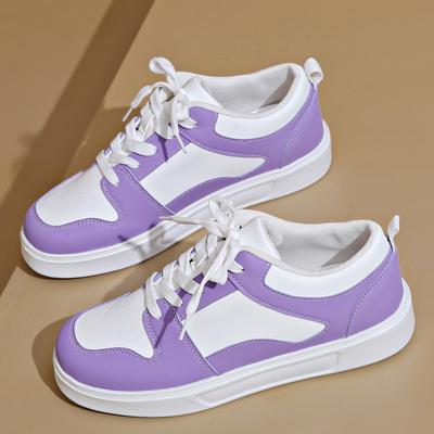 Женская повседневная спортивная обувь Осень Новая Круглый носок Шнуровка спереди Сшивная Нескользящая Износостойкая Обувь на плоской подошве