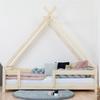 Lit Tipi enfant avec barrière bois massif naturel 140 x 200 cm