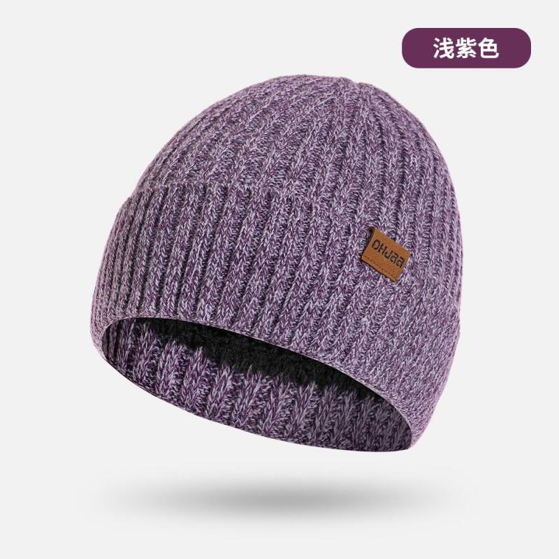 Winter Knit Beanie Men Women Warm Fleece Lined Cold Hat Solid Color Daily Wear