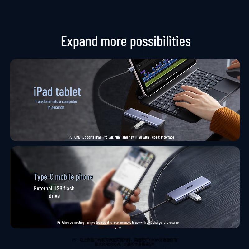 Ugreen Многопортовый USB-C концентратор с HDMI и PD
