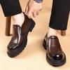 Fashion Classic Brand Men's Leather Casual Shoes Thick Soled Height Increasing Brogue Shoes Elegant Brown Banquet Dress Shoes for Men’s