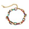 Factory-direct  Bold Colorful Iron Oil-Drip Bracelet; Simple Versatile Chunky Chain; Hip-Hop Unisex Style Anniversary