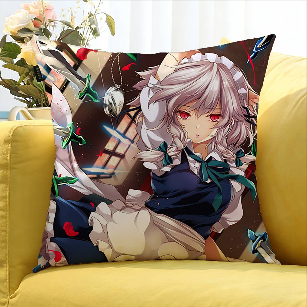 Izayoi Sakuya TOUHOU Project Various Sizes Square Pillow Case For Car Home Bedchamber Decor