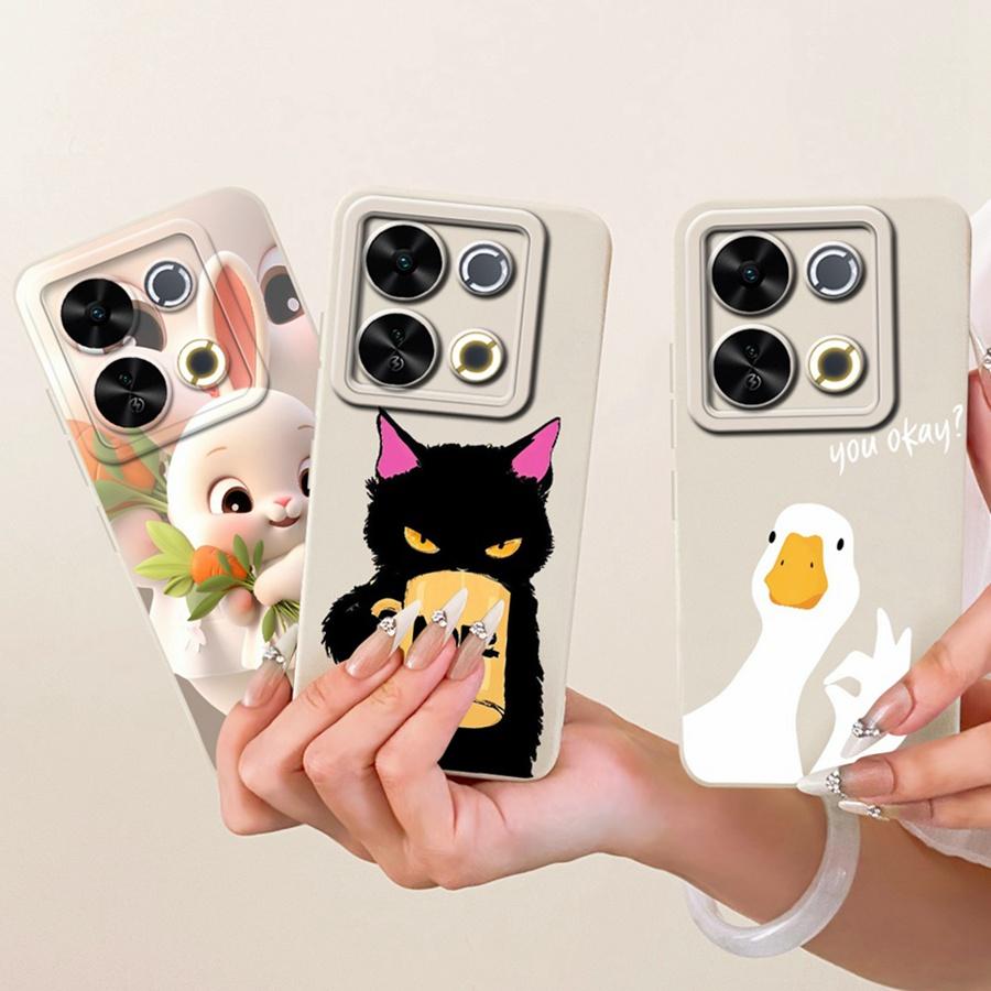 For Itel P65 4G Phone Case Cute Rabbit Painted Liquid Soft Silicone Bumber Shell For Itel P 65 4G Capa P671L Back Cover
