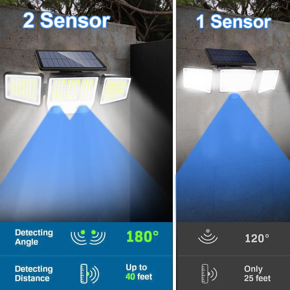 2 PCS Solar Lights Outdoor 236/348 LED Super Bright Motion Sensor Security Lights with 3 Modes IP65 Waterproof for Garden Yard