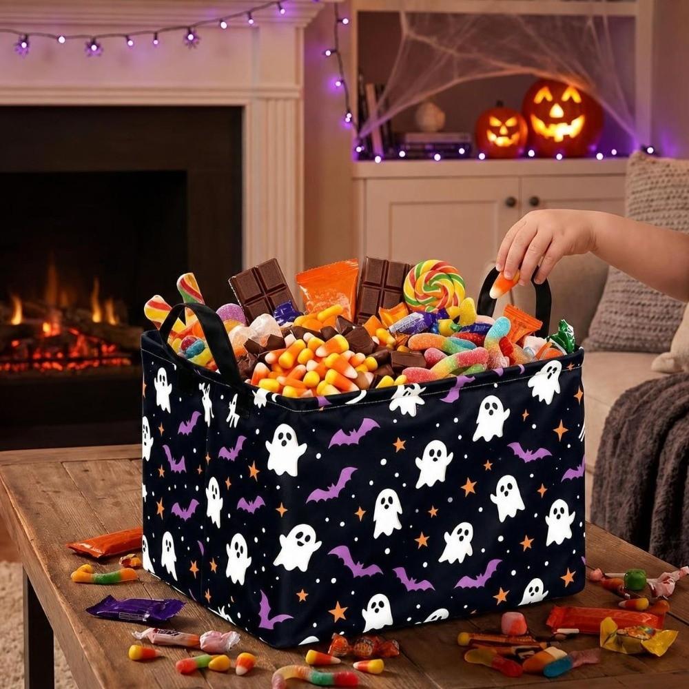 Clothing Box Halloween Snack Baskets Large-capacity Bat Storage Bin New Boo Basket for Room Decor
