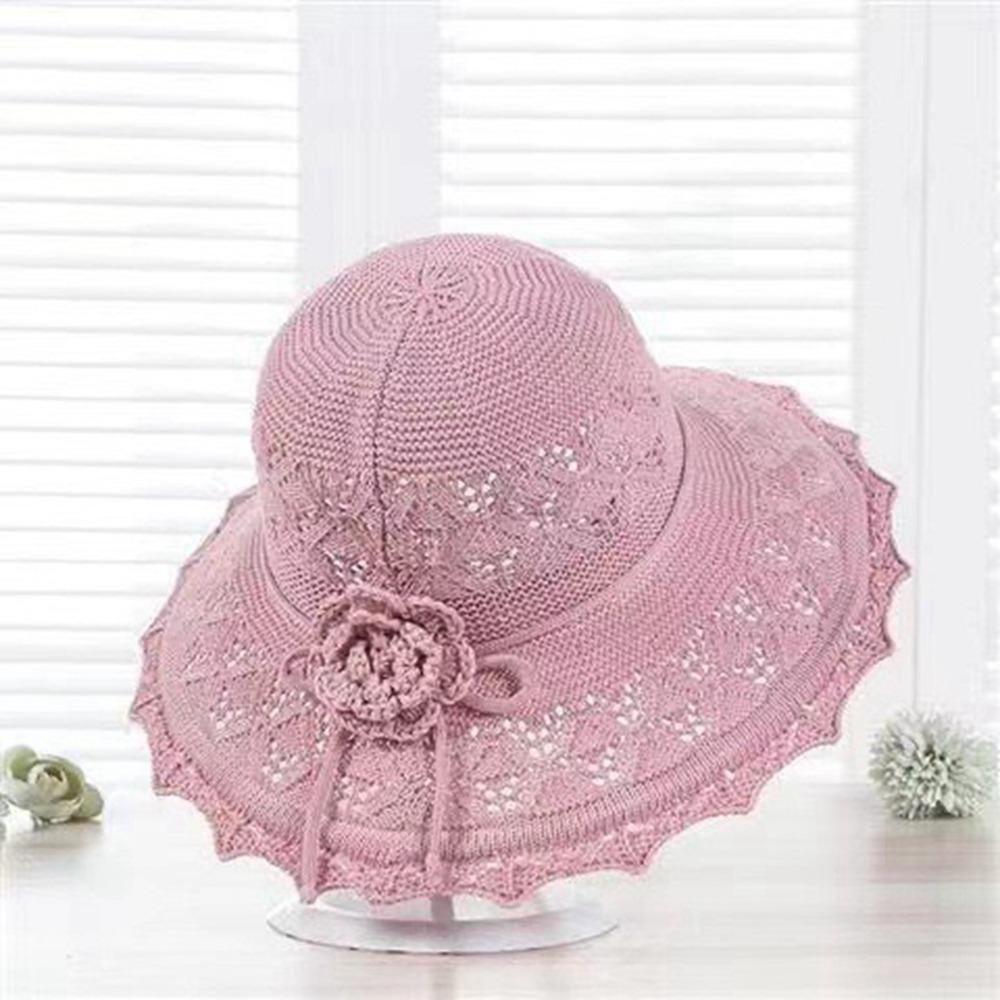 Foldable Summer Sun Hat Crochet Sunshade Hat Casual Sunscreen Visor Cap  Girl