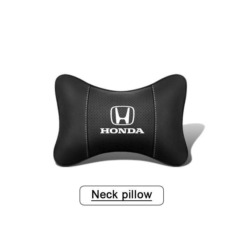 1Pcs Pu Leather Car Neck Pillow Auto Emblem Headrest For Honda Civic Accord Crosstour Spirior Odyssey Avancier UR-V Elysi Key