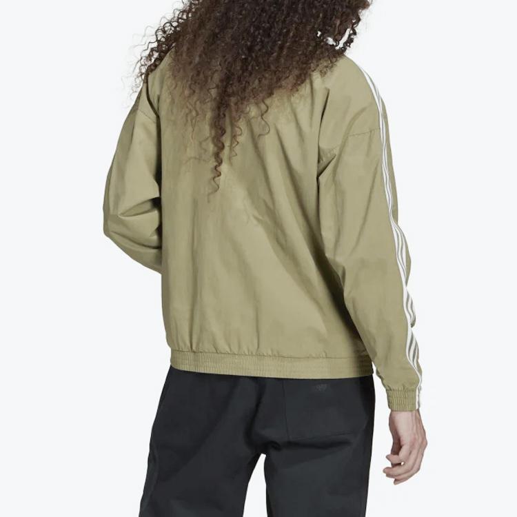 Adidas Мужская спортивная куртка Originals с маленьким логотипом-трилистником на молнии с высоким воротником в полоску коричневого цвета H41390