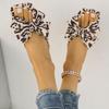 Flat-bottomed Bow Leopard Print Beach Slippers Women's Open-toed Summer New Vacation Cool Slippers 43