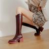 Мода Новая Осень/Зима Женская Обувь Спилок Женские Сапоги Круглый Носок Массивные Сапоги Однотонные Сапоги до Колена Женская Обувь на Платформе Женская