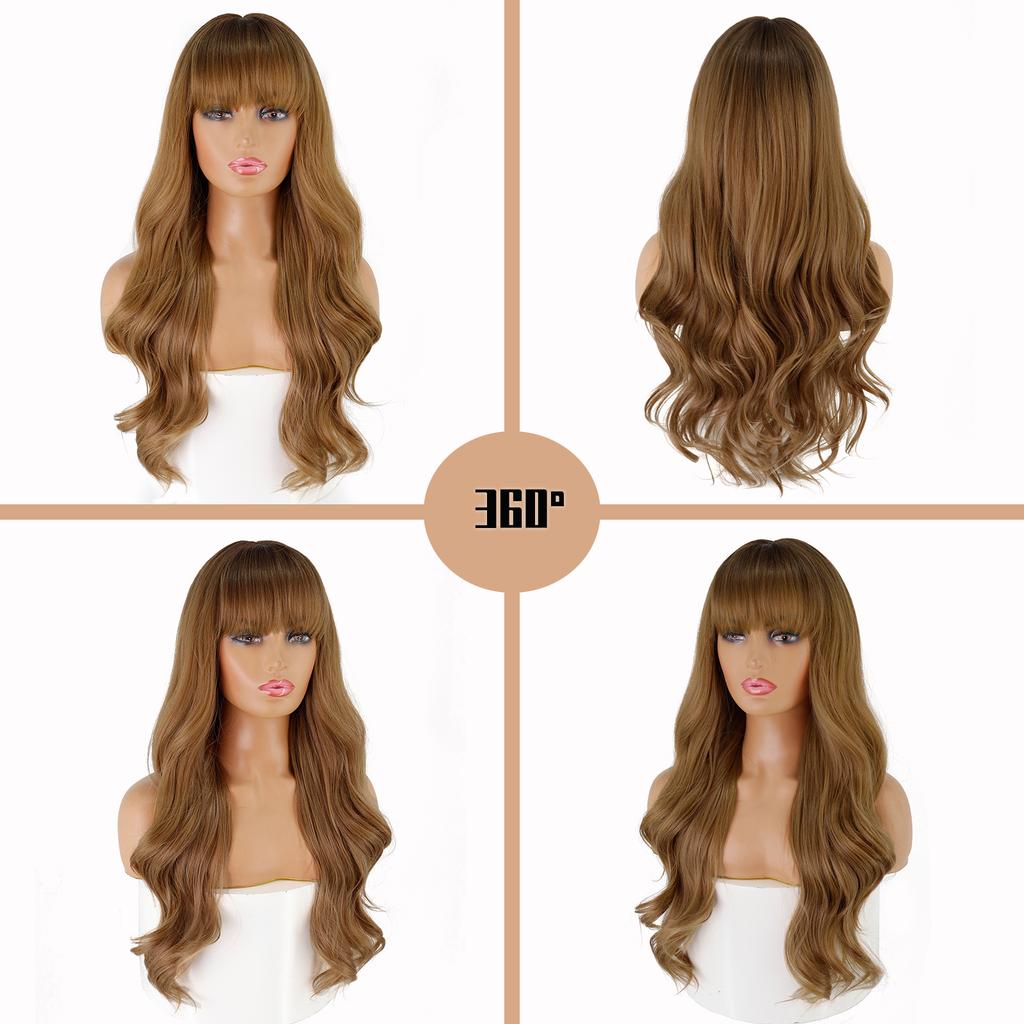 LISI HAIR Женский длинный волнистый парик с челкой, парик из синтетического термостойкого волокна, косплей, вечеринка в стиле Лолиты, повседневная заколка.