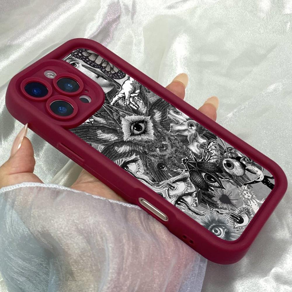 JT237 Глаза Темное искусство иллюстрации для iPhone 17 16 15 14 Pro Max Samsung S26 S25 Ultra A17 A16 A07 A56 A36 A26 Xiaomi 15T Redmi 15c Note 14 Мягкий чехол