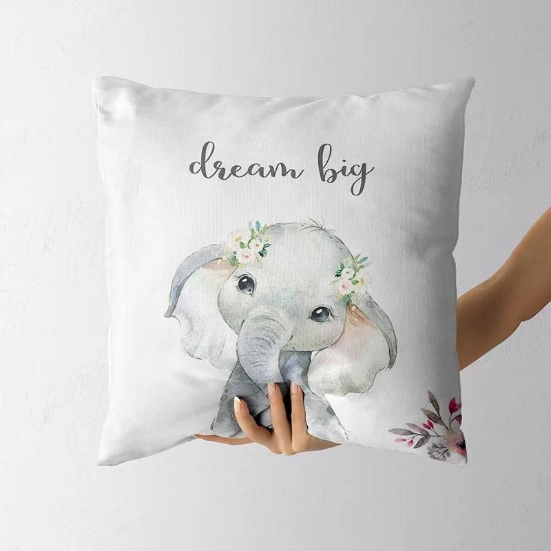 Милый кролик жираф животные декор детской комнаты полиэстер наволочка для подушки диванная подушка украшение дома наволочка для подушки