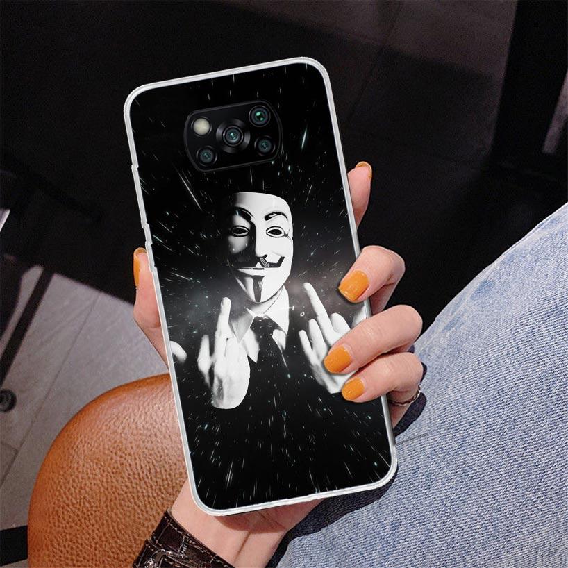 Анонимный чехол-маска V для телефона Xiaomi Poco X7 X6 X5 Pro F7 Ultra Redmi 15C 15 13C 13 12C 12 10 10A 10C 9 9A 9C 9T Обложка Poco X7