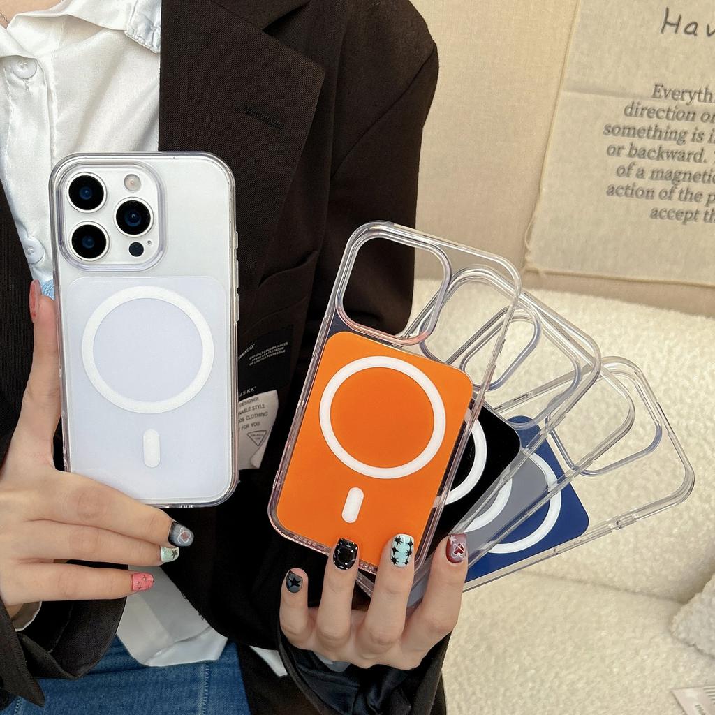 Fashion Clear Magnetic Phone Case For 17 16 15 14 13 Pro/Pro Max Compatible with MagSafe Charging HD transparent Cover