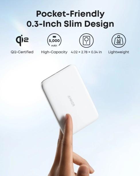 Anker Nano Maggo Slim 5000Mah Powerbank Qi2 Wireless Charging 1 Pc