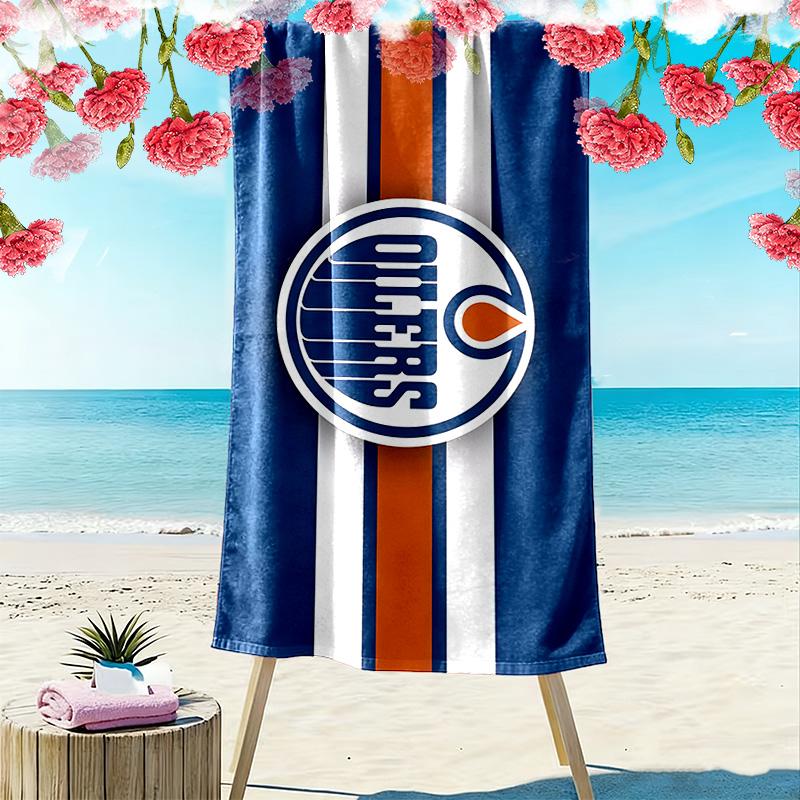 Пляжное полотенце с принтом Edmonton Oilers, Большое, Мягкое, Быстросохнущее, для Пляжа, Кемпинга, Плавания