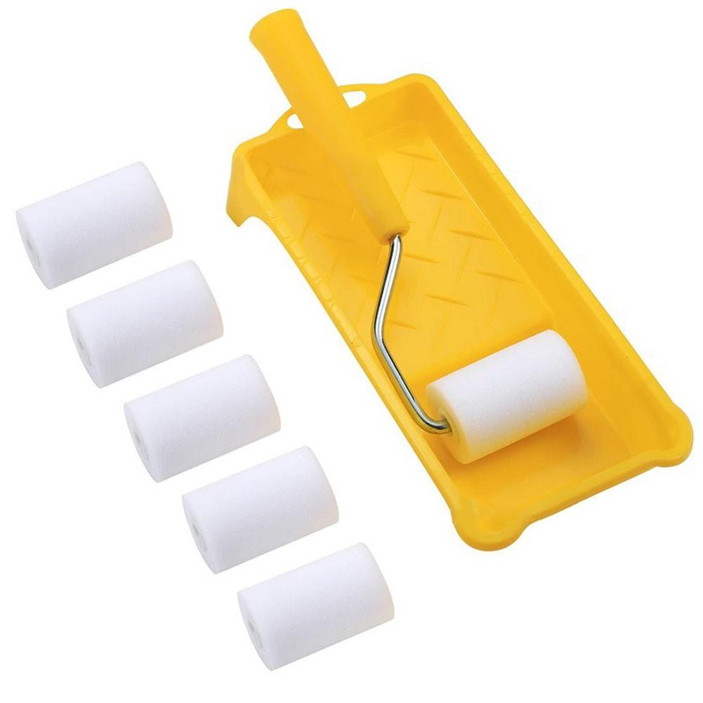 Foam Paint Roller Kit Painting Repair Brush Small Paint Roller Tray Set