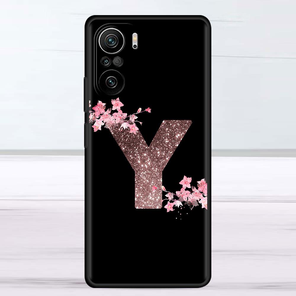 Розовый модный чехол с цветочной буквой MN для Xiaomi Redmi Note 11 10 Pro 12 9S 9 8 9C 9A K40 10C 8T 9T, силиконовый чехол для телефона