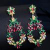WWJ Красивые Красочные Большие Винтажные Серьги с Цирконием Длинные Богемные Ювелирные Серьги