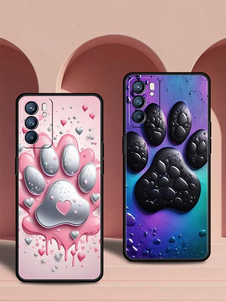 Og Paw Print Aesthetics Phone Case For Oppo Reno 13 12 11 10 7 F Find X5 X6 A98 A80 A79 A78 A57 A54 A31 A17 Pro Soft TPU Cover