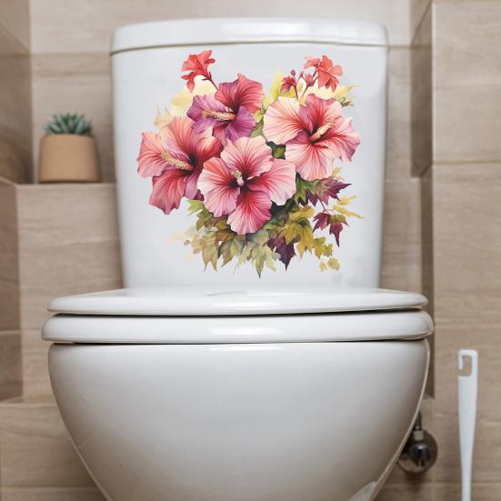 Наклейка на унитаз яркий цвет изысканный цветочный узор наклейка на крышку унитаза для украшения ванной комнаты дома