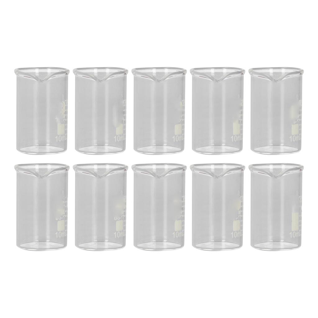 10 шт. Стакан из боросиликатного стекла, прозрачный, с градуировкой, лабораторный стакан для академических и промышленных экспериментов, 10 мл
