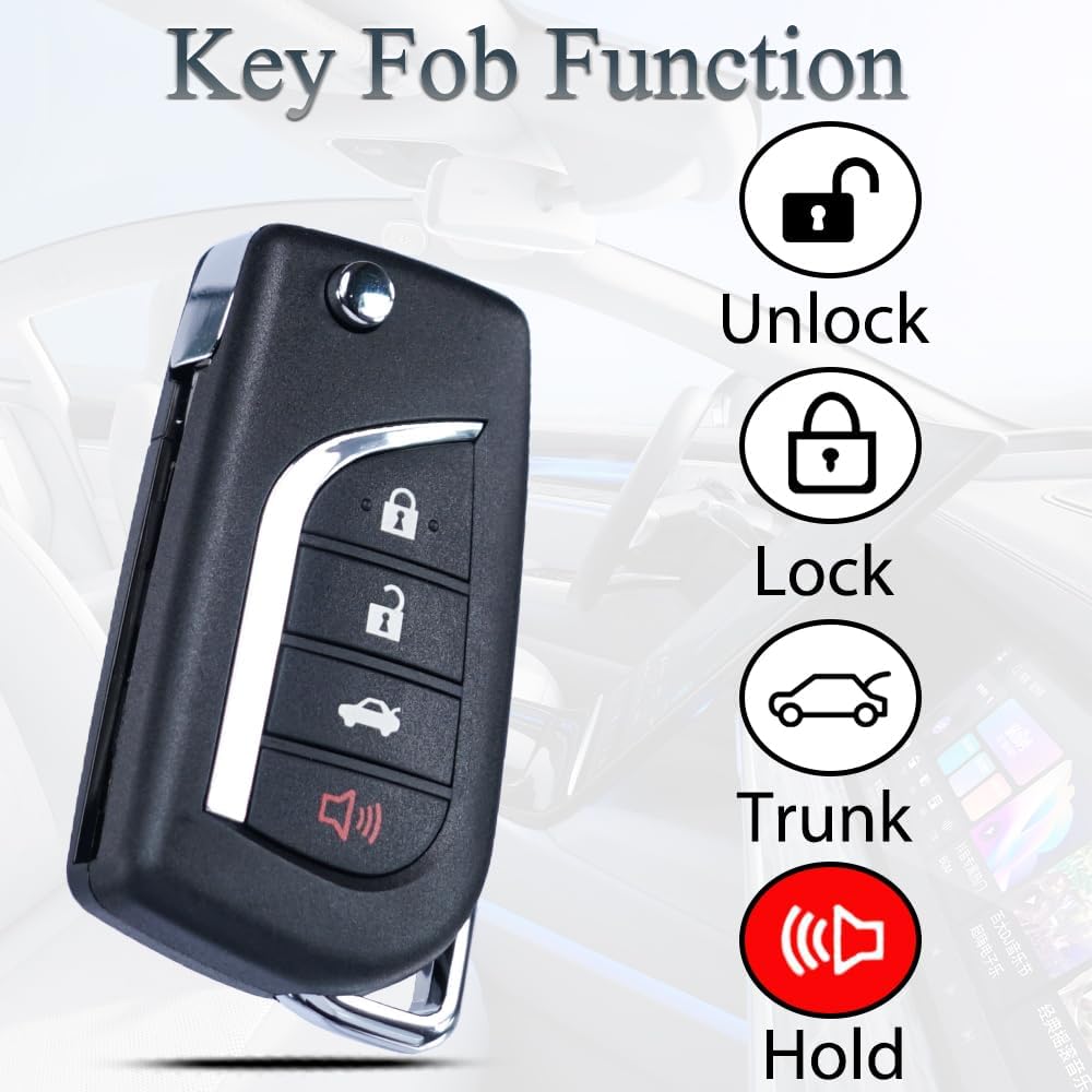 Брелок для ключей подходит для Toyota Camry Corolla 2018 Замена складного ключа с дистанционным управлением без ключа FCC ID: HYQ12BFB № детали:89070-06790 4-кнопочный H-чип