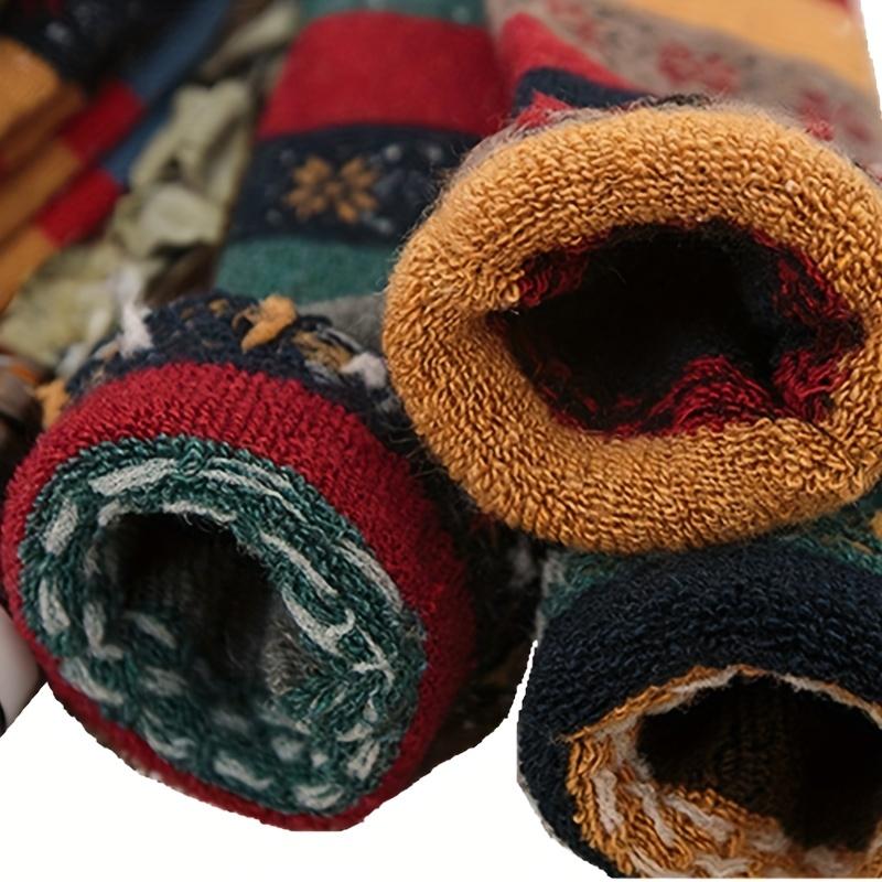 5 Pairs Women'S Thermal Winter Socks - Thick, Warm, and Comfortable with a Round Neck Design