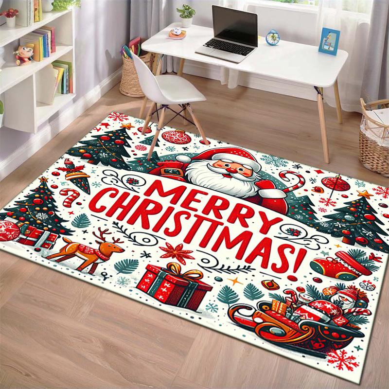 Merry Christmas Festive Greetings Carpet Printing Home Decor Protective Pad Doormat Art