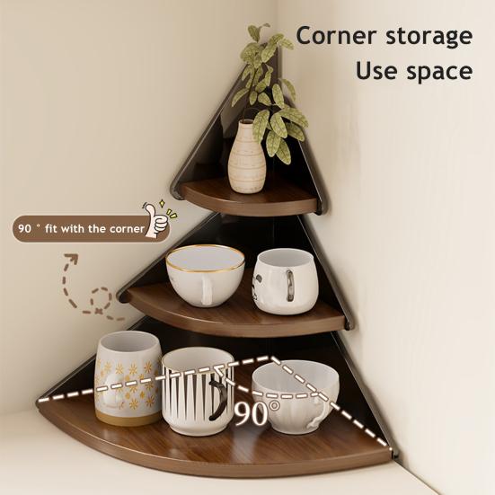 Угловая полка-подставка для чашек 3-ярусный деревянный кухонный органайзер для кружек, кофейных чашек, экономящая место настольная стойка для хранения для столешницы