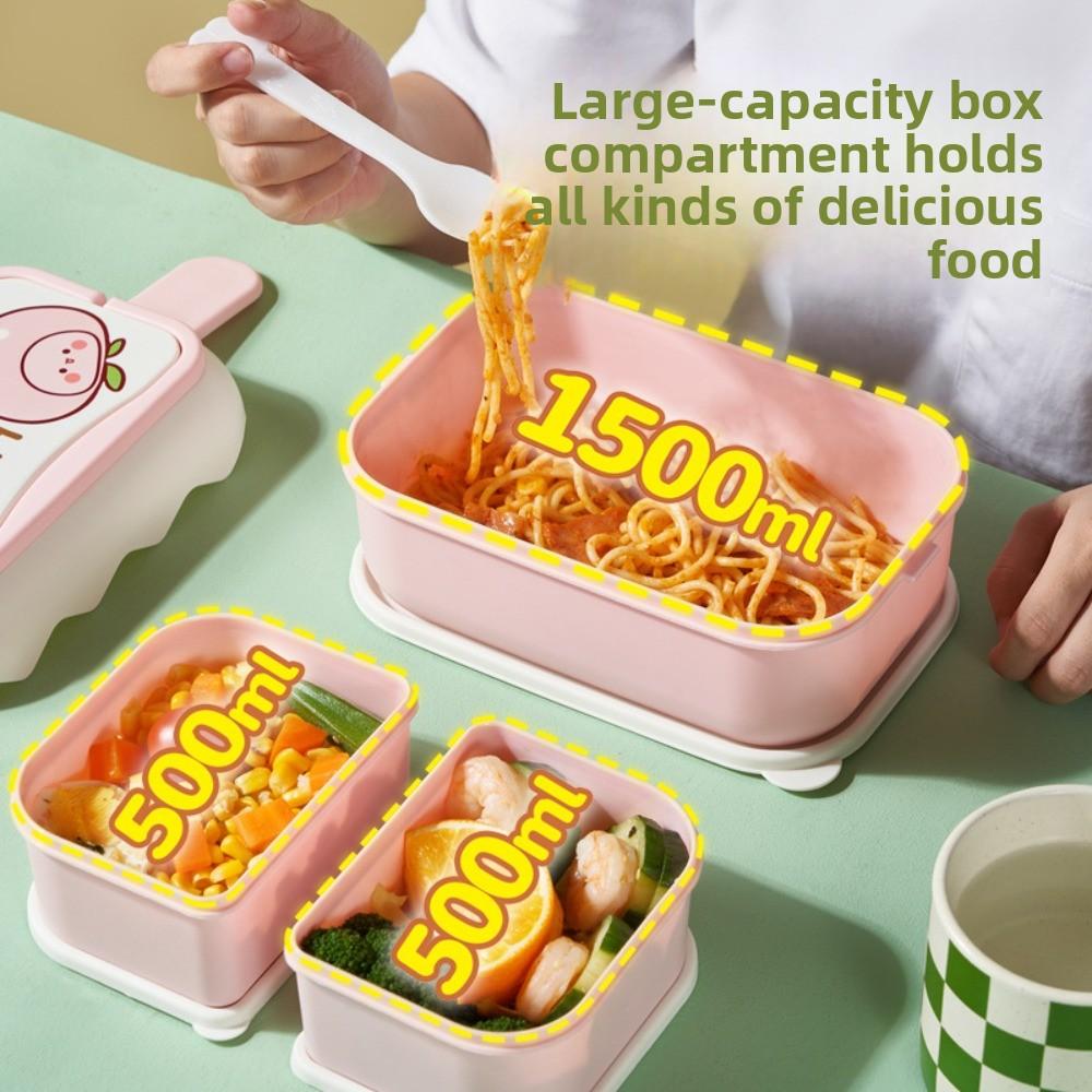 Fruit Pattern Plastic Lunch Box Drop-proof Compartment Lunch Box Cartoon Lunch Box Girls