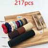 217/307pcs Set Women's Silk Satin Thin Elastic Headband Solid Color Satin Scrunchie Combination Various Hair Rope Clip