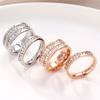 Luxury Rose Gold Color Double Row Square Zircon Stainless Steel Ring for Women Romantic Engageme Wedding Party  Female