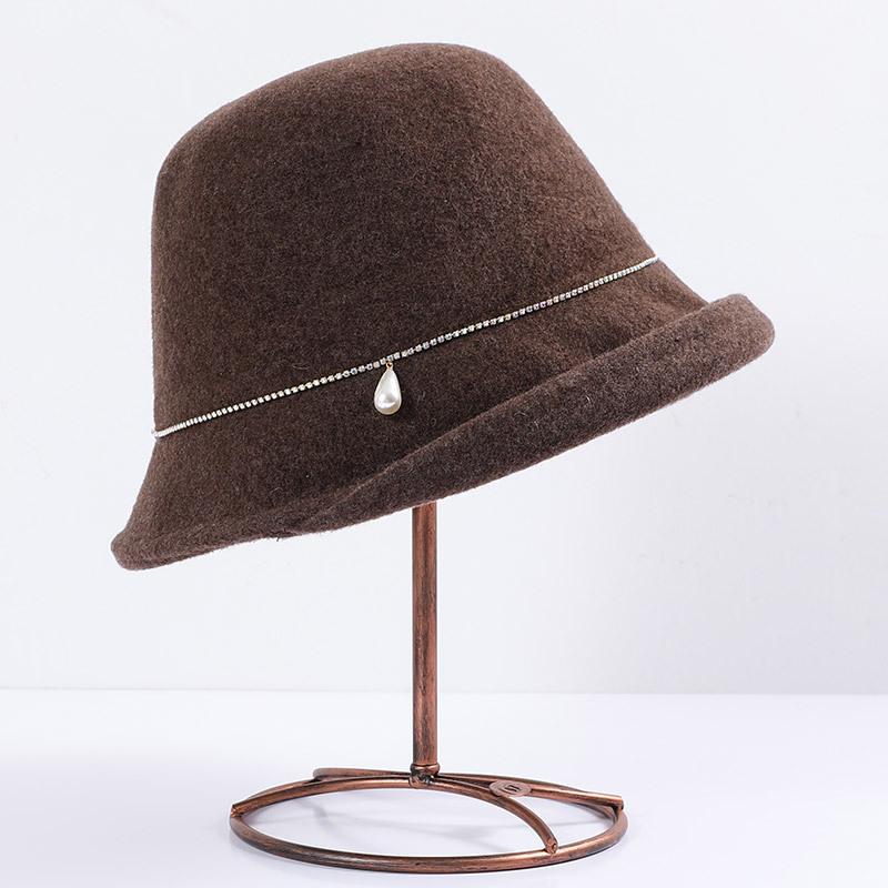 Высококачественная шляпа из новой шерсти женская осенне-зимняя модная шляпа-котелок с загнутыми полями, темпераментная шляпа-ведро знаменитости, элегантная шляпа-клош