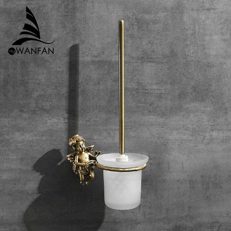 Toilet Brush and Holder Set for Bathroom Classic Angel Freestanding BrassToilet Bowl Brush Holder MB-0781B