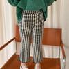 Одежда для маленьких девочек, клетчатые эластичные вязаные расклешенные брюки, облегающие брюки для девочек, детские брюки от 1 до 9 лет
