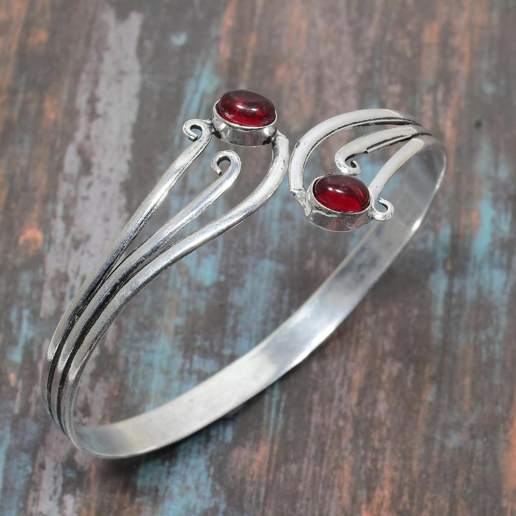 Мозамбикский гранат, драгоценный камень, ювелирные изделия ручной работы, браслет из стерлингового серебра, регулируемый для Дня Благодарения