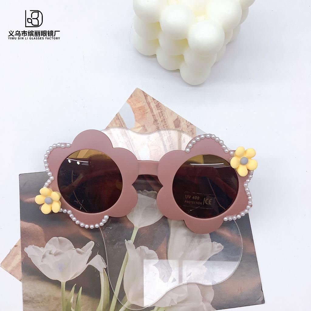 Vintage Diy Children'S Sunglasses Flower Cute Boys And Girls Sunglasses Travel Sun Protection Uv Protection Glasses