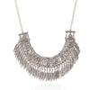 European Style Antique Silver Charm Necklace With Tassel And Carved Leaf Motif For All