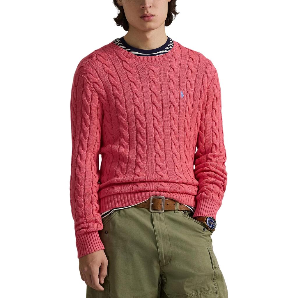 Polo Ralph Lauren Весна-Лето 26 Свитер с вышивкой логотипа, с длинным рукавом, с круглым вырезом, вязаный косами, мужской свитер 710775885-538