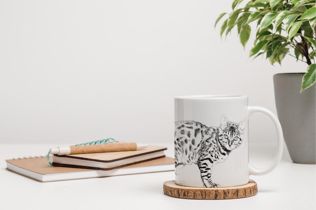 Bengal - cup with a cat, cute cup with graphics, a gift with your photo from the Art-Dog brand
