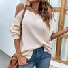Autumn Winter Vintage Loose Long Sleeve Top Solid Cardigan Knitwear O-Neck Sweater