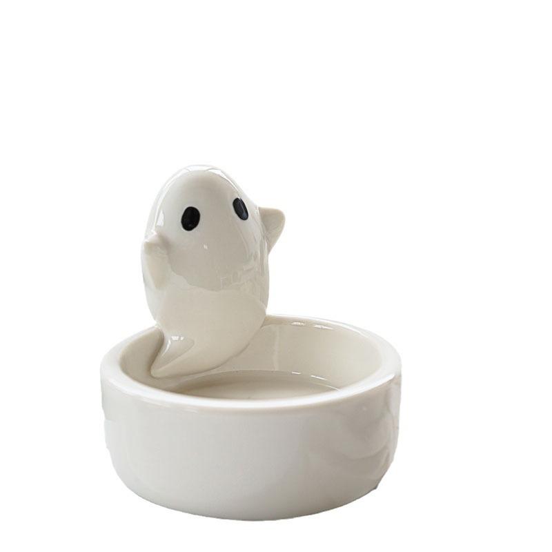 Nordic Ceramic Ghost Candlestick - Cute Scented Candle Cup Holder for Halloween, Festival Gift, and Witchy Home Decor