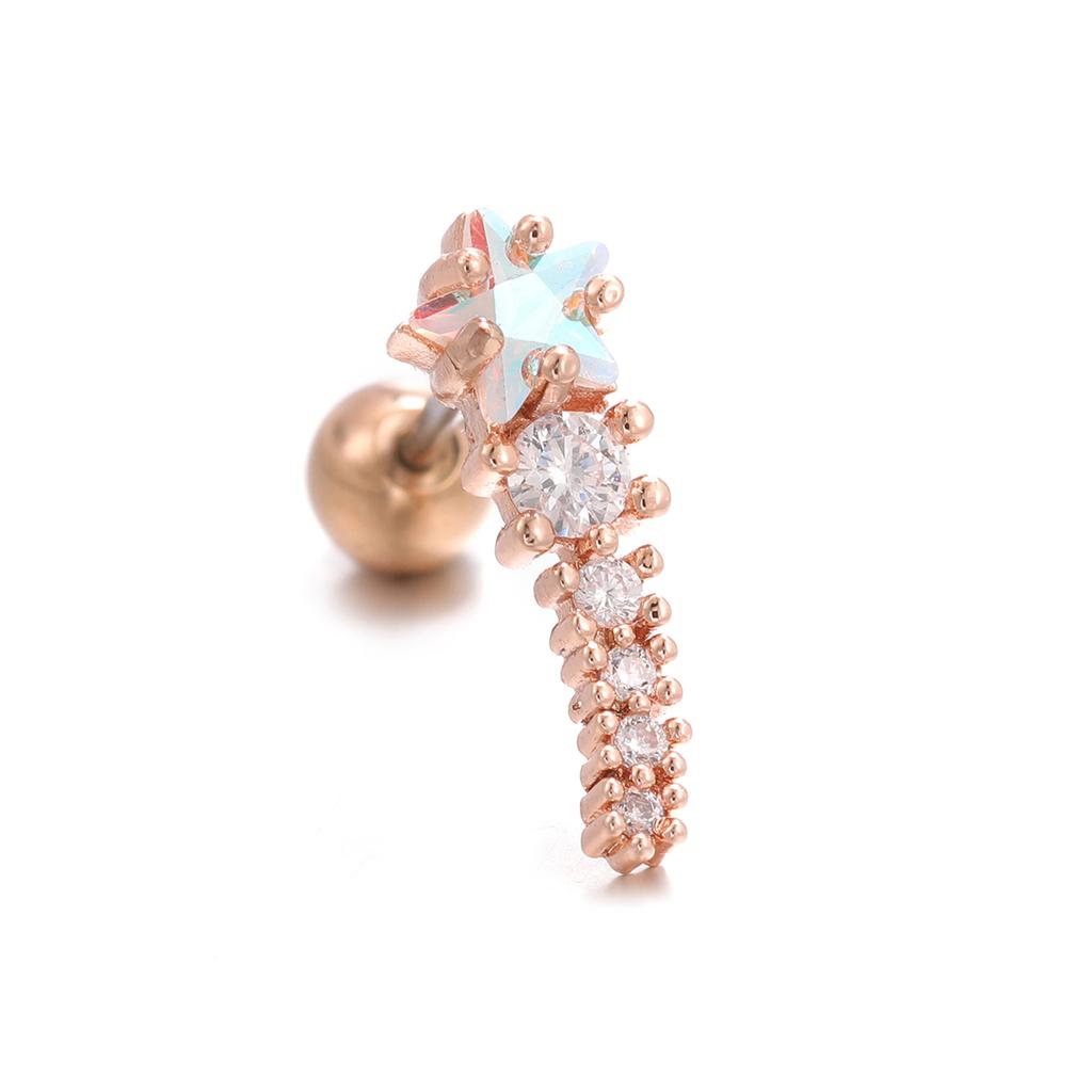 Новый дизайн, маленькие серьги-гвоздики из нержавеющей стали с цирконом, женские серьги-гвоздики с геометрической геометрией, спираль на козелок, хрящ, звезда, серьги, ювелирные изделия для пирсинга, 1 шт.