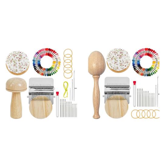Darning Loom Kit Darning Egg Darning Mushroom Knit Patch Kit Speedweve Mini Darning Loom Thread Large Eye Needles Pin Cushion for Darning Socks